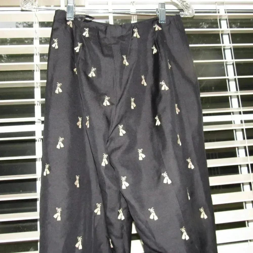 NWT TALBOTS Silk Lined Navy Tan Tassels Pants 4P